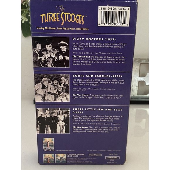 The Three Stooges Dizzy Doctors VHS Tape with 2 Other Movies 1996 Excellent Cond - Picture 7 of 16